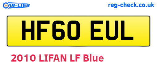 HF60EUL are the vehicle registration plates.