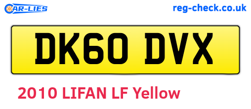 DK60DVX are the vehicle registration plates.