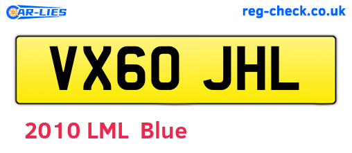 VX60JHL are the vehicle registration plates.