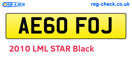 AE60FOJ are the vehicle registration plates.