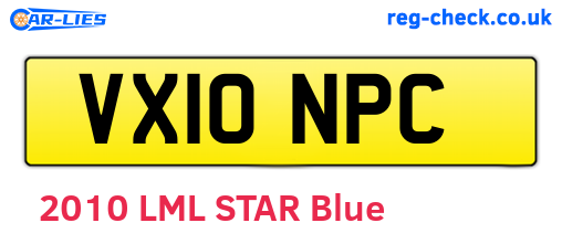 VX10NPC are the vehicle registration plates.
