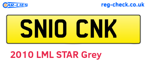 SN10CNK are the vehicle registration plates.
