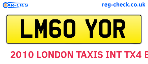 LM60YOR are the vehicle registration plates.