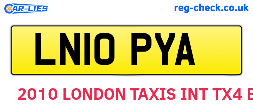 LN10PYA are the vehicle registration plates.