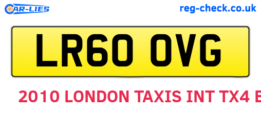 LR60OVG are the vehicle registration plates.