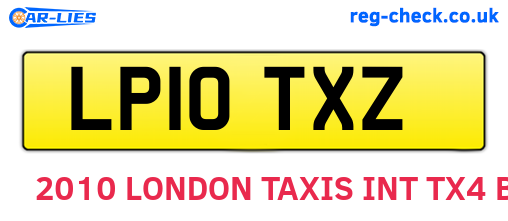 LP10TXZ are the vehicle registration plates.