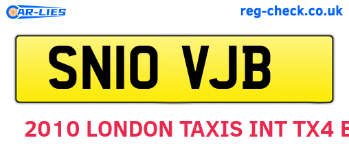 SN10VJB are the vehicle registration plates.