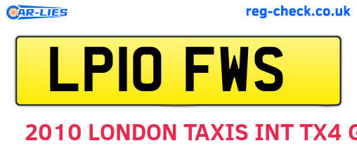 LP10FWS are the vehicle registration plates.