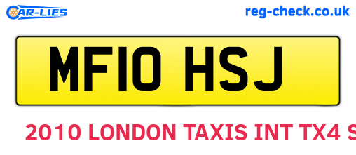MF10HSJ are the vehicle registration plates.