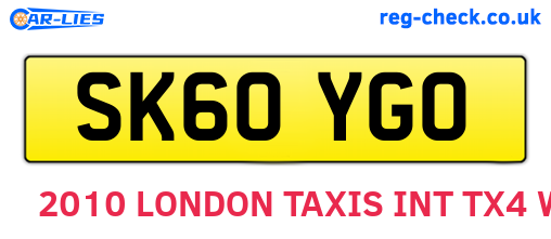 SK60YGO are the vehicle registration plates.