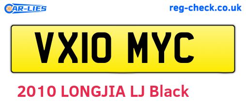 VX10MYC are the vehicle registration plates.