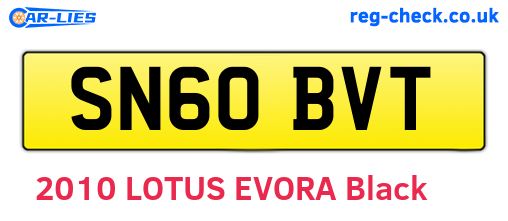 SN60BVT are the vehicle registration plates.