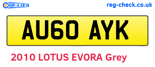 AU60AYK are the vehicle registration plates.