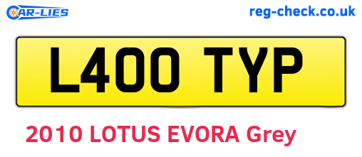 L400TYP are the vehicle registration plates.