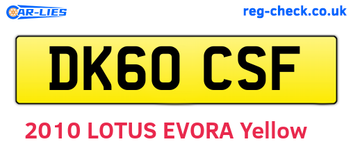 DK60CSF are the vehicle registration plates.