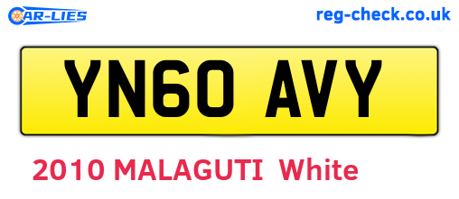 YN60AVY are the vehicle registration plates.