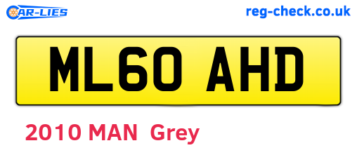 ML60AHD are the vehicle registration plates.