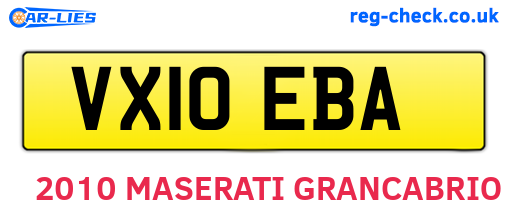 VX10EBA are the vehicle registration plates.