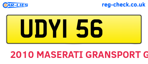UDY156 are the vehicle registration plates.