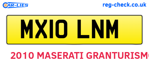 MX10LNM are the vehicle registration plates.