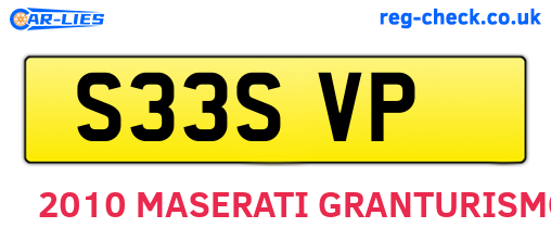 S33SVP are the vehicle registration plates.