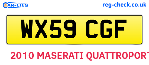 WX59CGF are the vehicle registration plates.