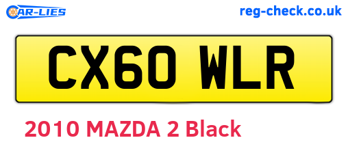 CX60WLR are the vehicle registration plates.