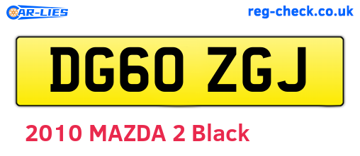 DG60ZGJ are the vehicle registration plates.