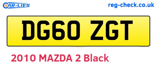 DG60ZGT are the vehicle registration plates.