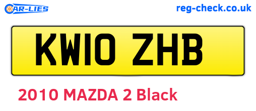 KW10ZHB are the vehicle registration plates.