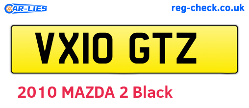 VX10GTZ are the vehicle registration plates.