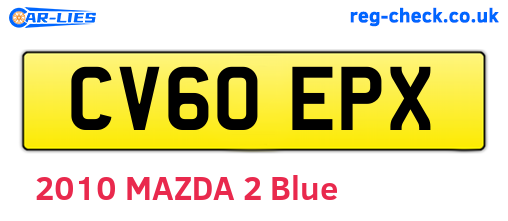 CV60EPX are the vehicle registration plates.