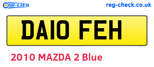 DA10FEH are the vehicle registration plates.