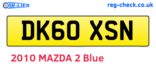 DK60XSN are the vehicle registration plates.