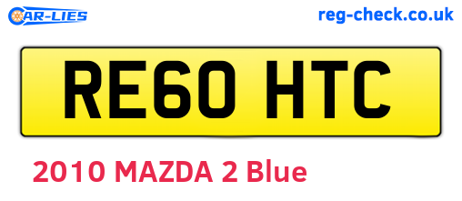 RE60HTC are the vehicle registration plates.