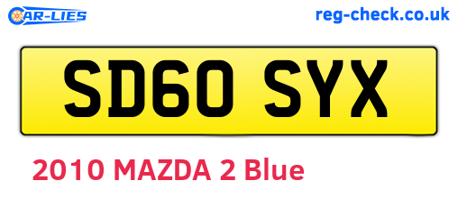 SD60SYX are the vehicle registration plates.