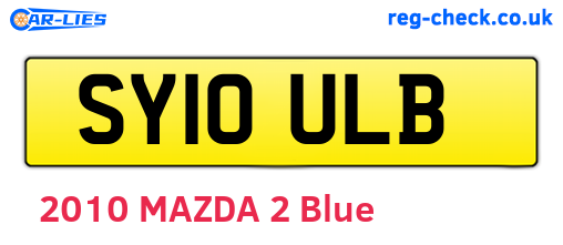 SY10ULB are the vehicle registration plates.