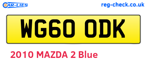 WG60ODK are the vehicle registration plates.