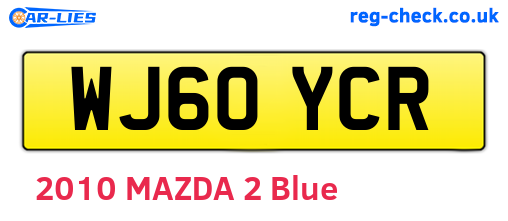 WJ60YCR are the vehicle registration plates.