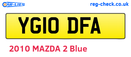 YG10DFA are the vehicle registration plates.