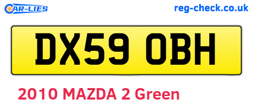 DX59OBH are the vehicle registration plates.