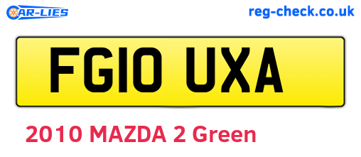 FG10UXA are the vehicle registration plates.