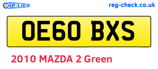 OE60BXS are the vehicle registration plates.