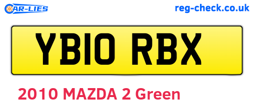 YB10RBX are the vehicle registration plates.