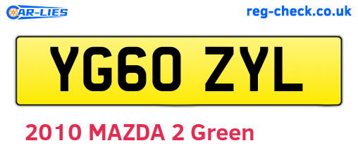 YG60ZYL are the vehicle registration plates.