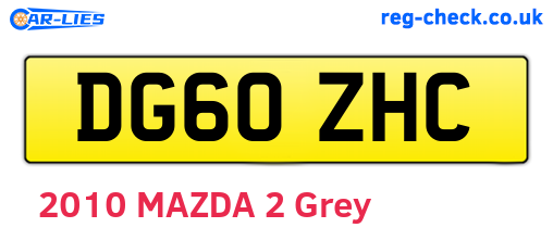 DG60ZHC are the vehicle registration plates.