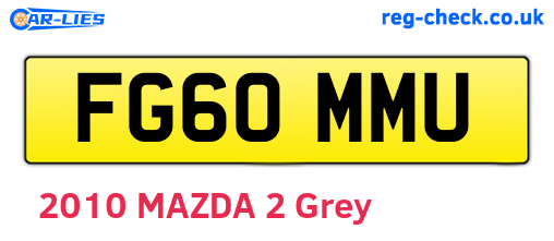 FG60MMU are the vehicle registration plates.