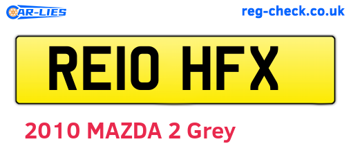 RE10HFX are the vehicle registration plates.
