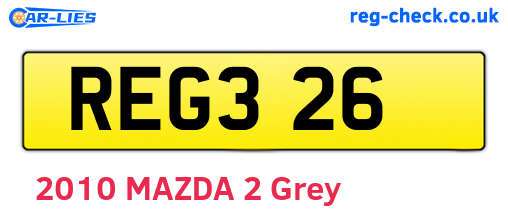 REG326 are the vehicle registration plates.