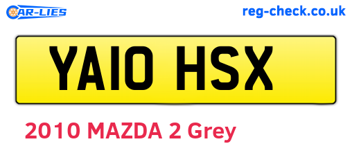 YA10HSX are the vehicle registration plates.